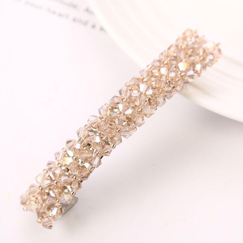 Light luxury crystal hairpin, high-end headgear, flash diamond edge clip, handmade jewelry, hair accessories.