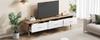 TV Low Panel Vintage, Wood TV Cabinet TV Table - Living Room Bedroom, Light Wood, Vintage Grain White Door Panel, 150*35*39cm