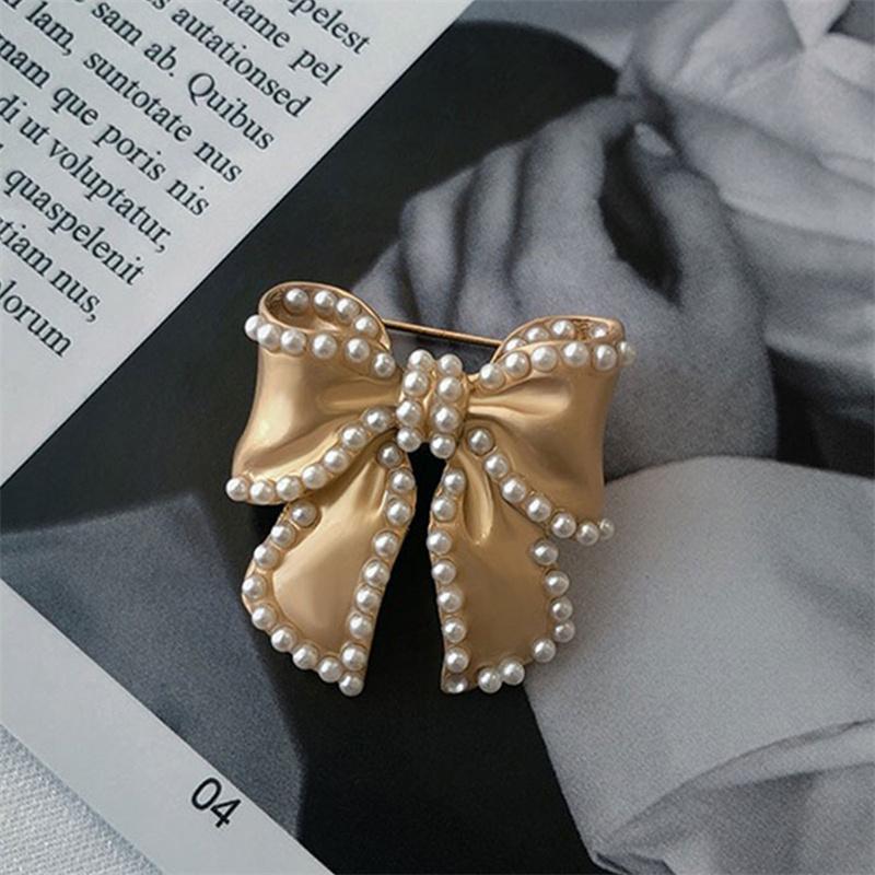 Жемчужная брошь-бант Барокко Модная Элегантная Брошь-булавка Вечеринка Свадьба Подарки жёлтый