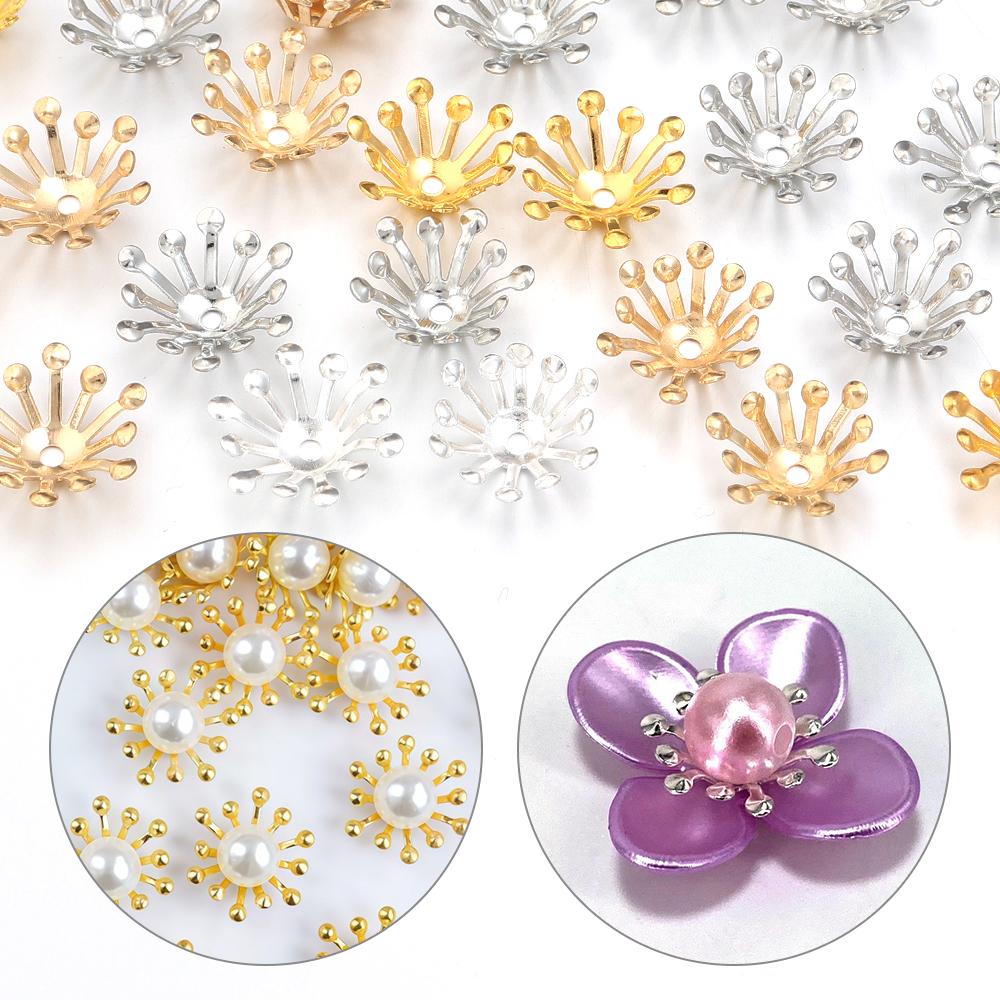 100pcs 13mm Flower Bead Caps Metal Iron Spacer Beads End Caps For Jewelry Making DIY Bracelets Necklace Decoration Accessories