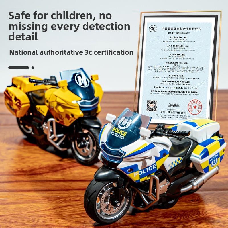 Metalowa motocykl zabawka do jeżdżenia dla chłopców ze światłem i efektami dźwiękowymi, dla dzieci w wieku 3+