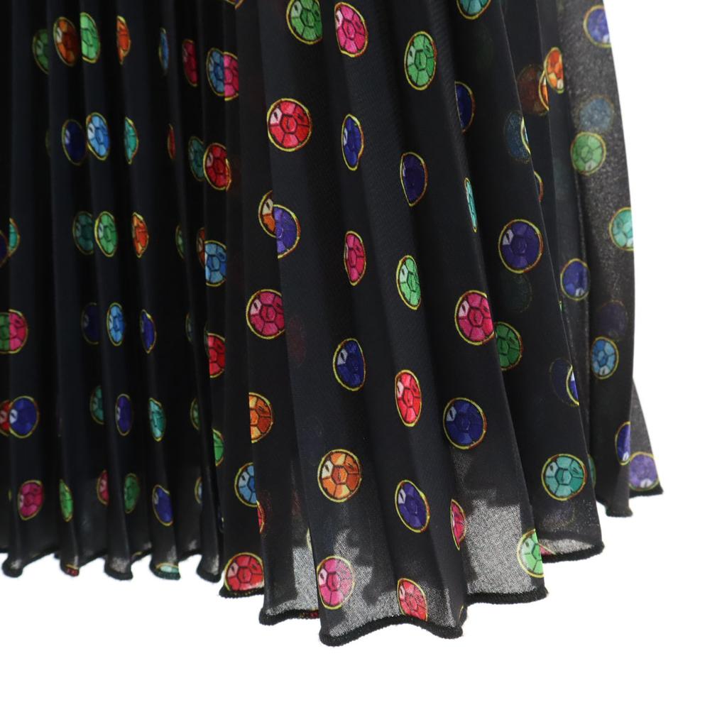 MOSCHINO BOUTIQUE Overall Handle Midi Length Pleated Skirt 38 Black Women Used