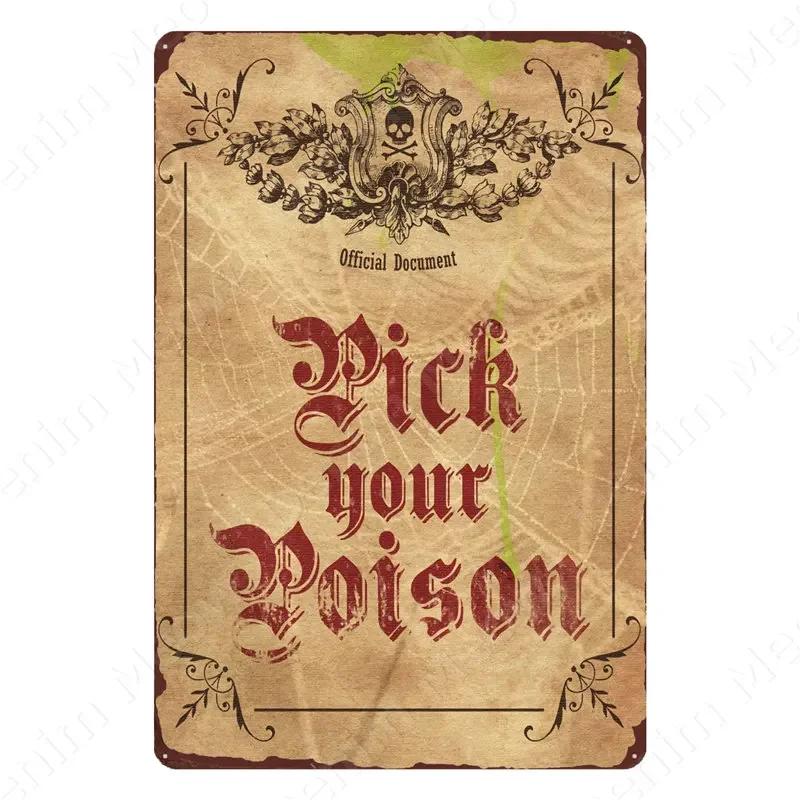 Halloween Party Vintage Metal Tin Sign Trick or Treat Home Bedroom Club Wall Decor Pumpkin Monster Poster Door Decorati