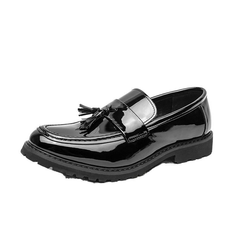 Large Size Lacquered Leather Shoes Men's Shoes Fringed Men's Foot Cover Business Leather Shoes Hairstylist Leather Shoes
