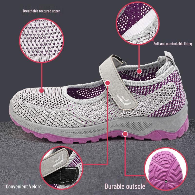 

Comfortable Velcro Soft Sole Walking Shoes for Middle-aged & Elderly Women 41 светло-серый