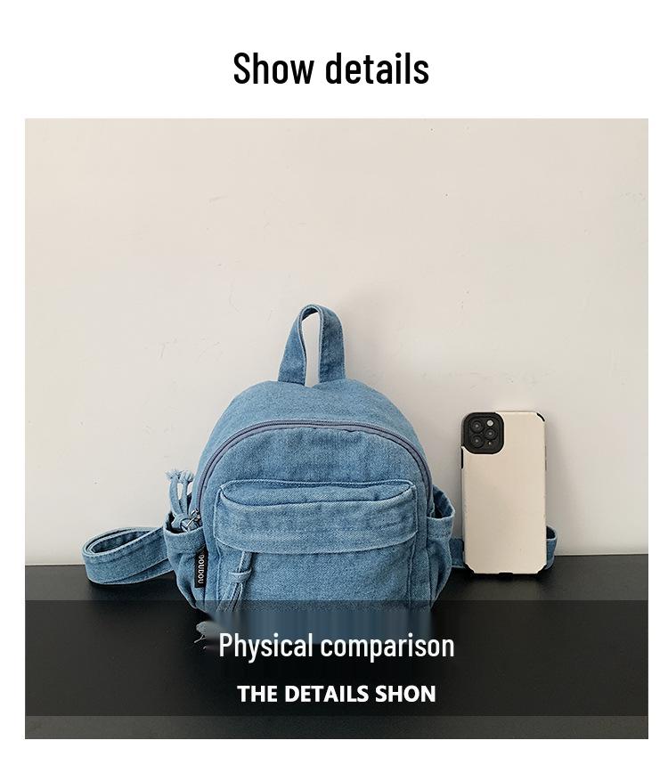 Lightweight Unisex Mini Japanese-Style Denim Backpack for Women and College Students