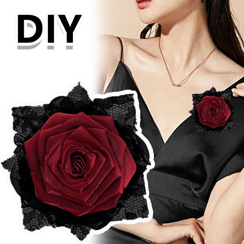 

1pc Versatile DIY Retro Handmade New Chinese style Simple Style Mesh Rose Clothing accessories