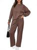 European-American Knitted Women's Two-Piece Set: Long-Sleeve Top & Wide-Leg Pants, 2025 Collection.