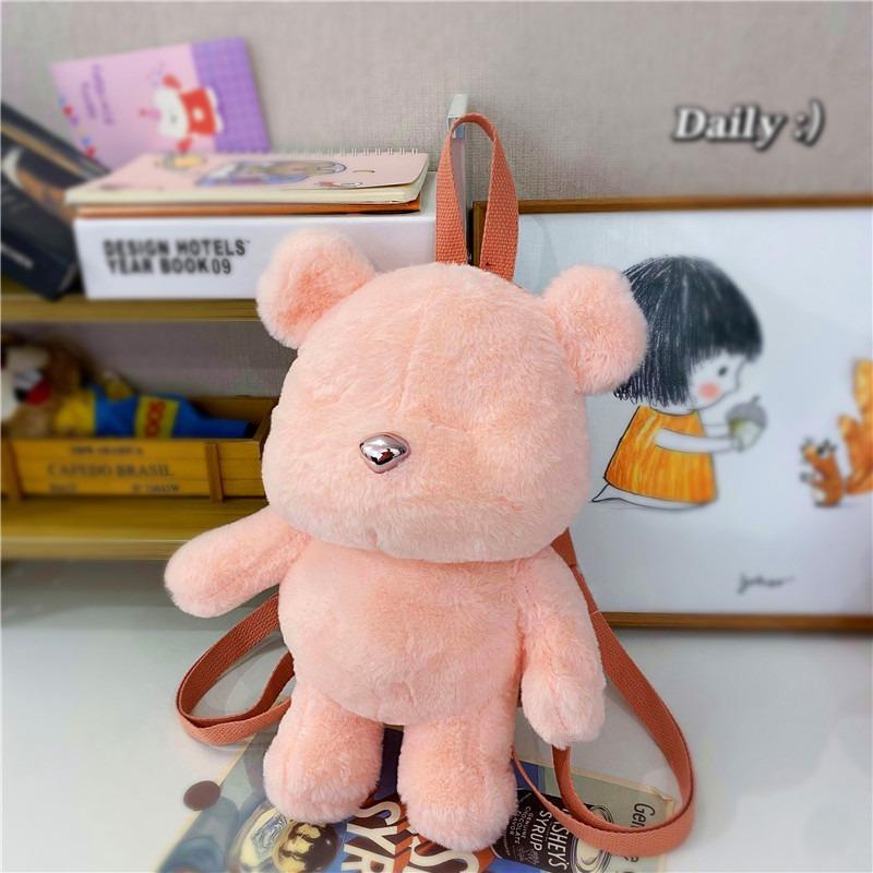 31Cm New Bear Plush Backpack Girl Boy Student Bag Cute Soft Plush Doll Bear Bag Personalized Fashion Backpack Doll Birthday Gift