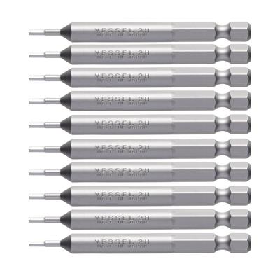 VESSEL Hex 2 X for Bolts and H B35 ZP Bits, 75mm, Screws, 10-Piece Set, Hardness (High Hardness),