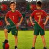 26/27 Special Ronaldo No.7 Football Jersey Tee Shorts Set Women Men PORTUGAL Fans Shirt Shorts Set Kids Tracksuit 2 Piece Sets