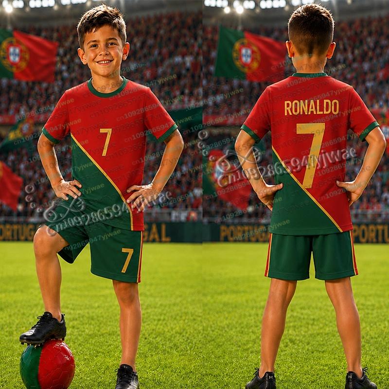 26/27 Special Ronaldo No.7 Football Jersey Tee Shorts Set Women Men PORTUGAL Fans Shirt Shorts Set Kids Tracksuit 2 Piece Sets
