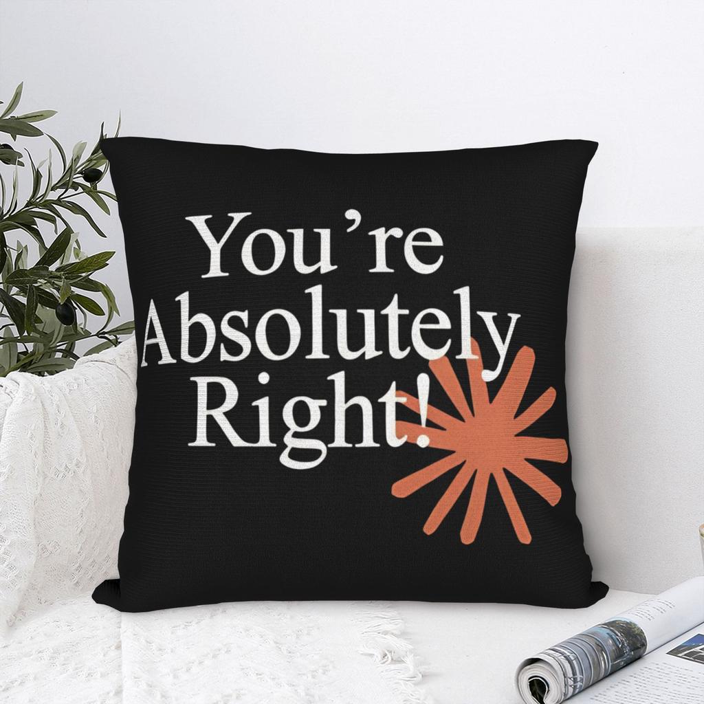 Claude You're Absolutely Right Pillow Cover Funny Pillow Case For Couch Sofa Bedroom Soft Pillowcases Gift