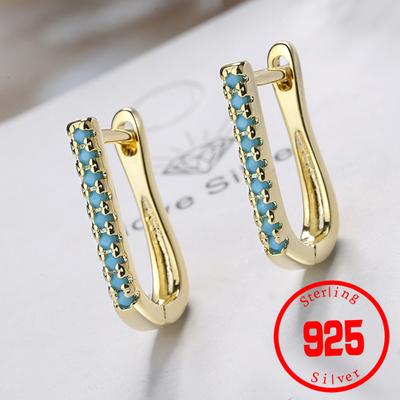 Zircon Earrings 925 Sterling Silver Luxury Trendy Earring for Women Jewelry Vintage Hoops Solid Stamp