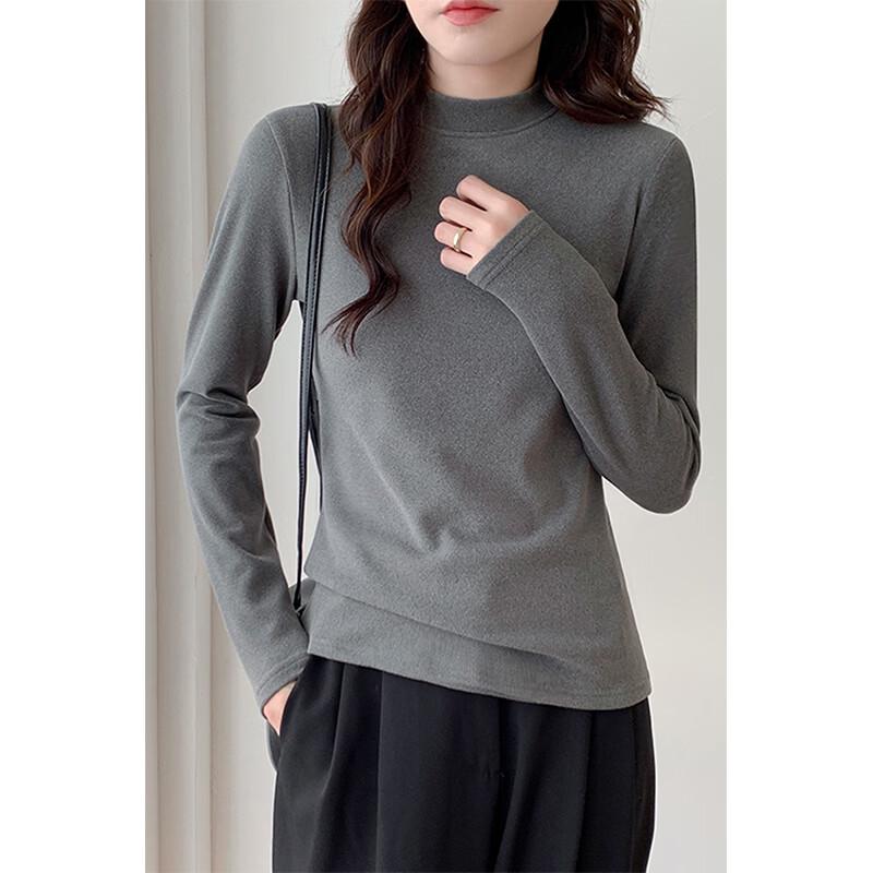 La Chapelle Women's Mock Neck Long Sleeve Slim Fit Solid T-Shirt