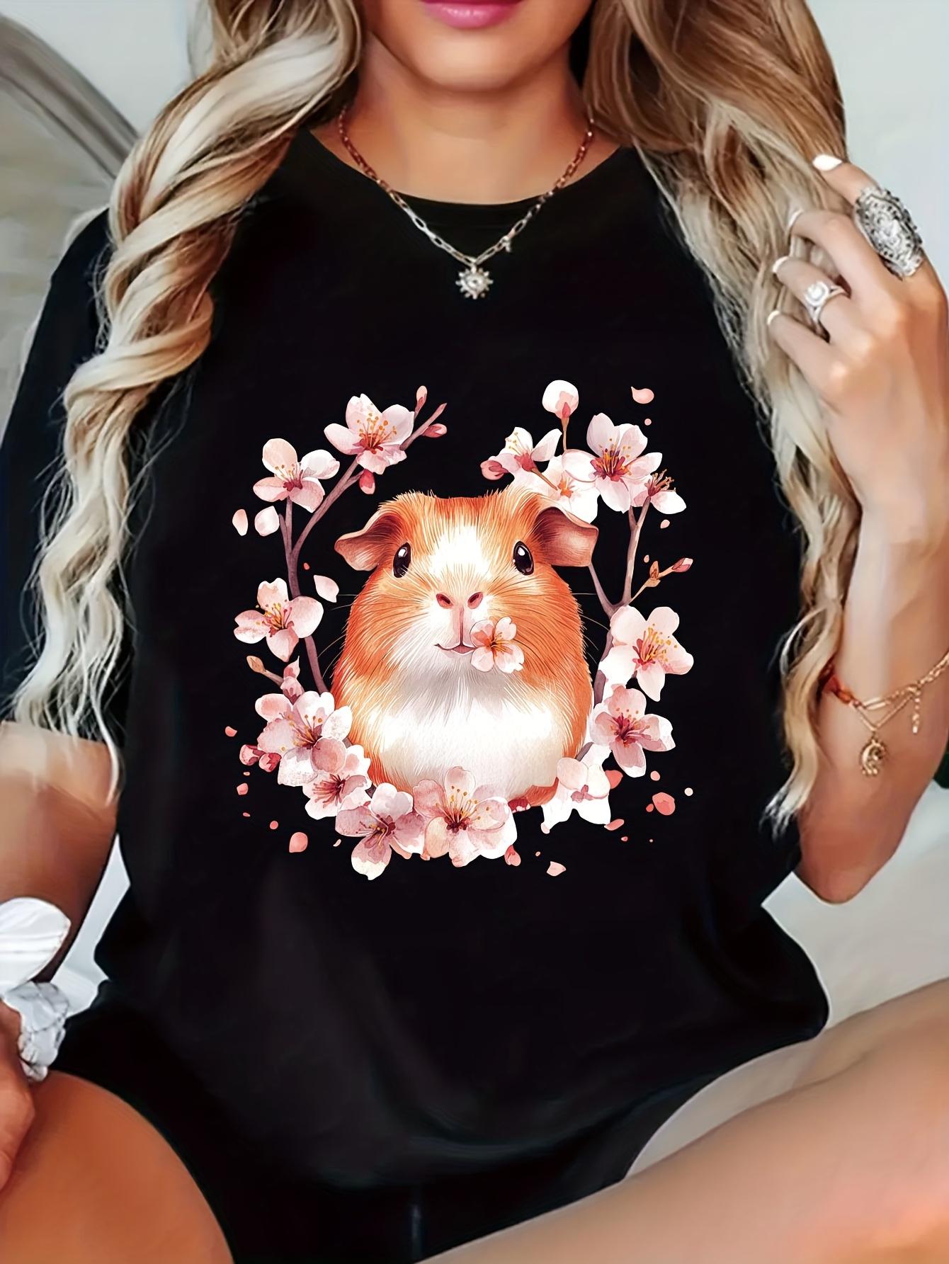 Cute Guinea Pig Cherry Blossom T-shirt XL