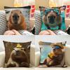 Cute Anime Capybara Cushion Cover Natural Linen Organic Fabric Double-Sided Printing Breathable Perfect For Home Decor