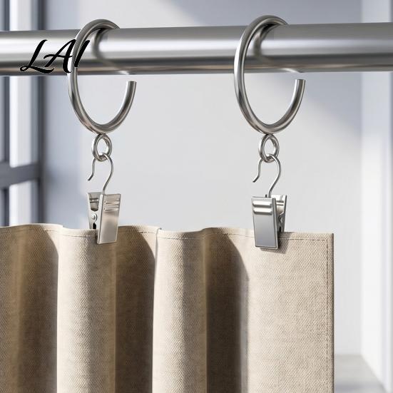 Smooth Gliding Drapery Rings 10Pcs C Shaped Curtain Rings Heavy Duty Bypass Metal for Center Brackets Passing with Eyelets French Return Rods Sliding