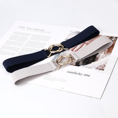 Simple Four Seasons Women'S Black Elastic Belt Single Ring Waist Sealing Belt