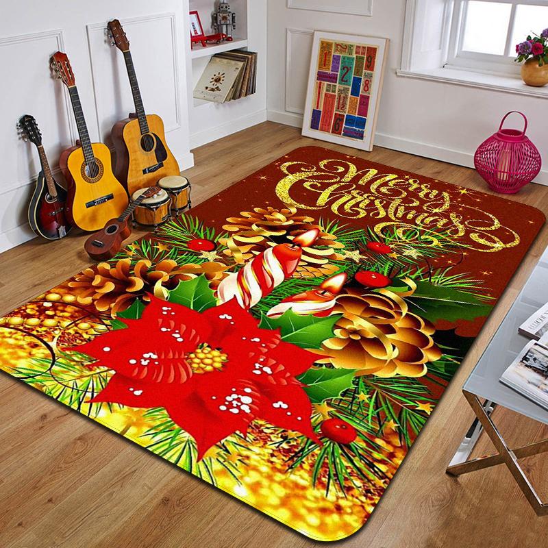 C-Weihnachten Bedruckter Teppich Eingang Fußmatte Wohnzimmer Schlafzimmer Badezimmer Rutschfester Teppich Heimdekorative Fußmatte Neujahrsgeschenk