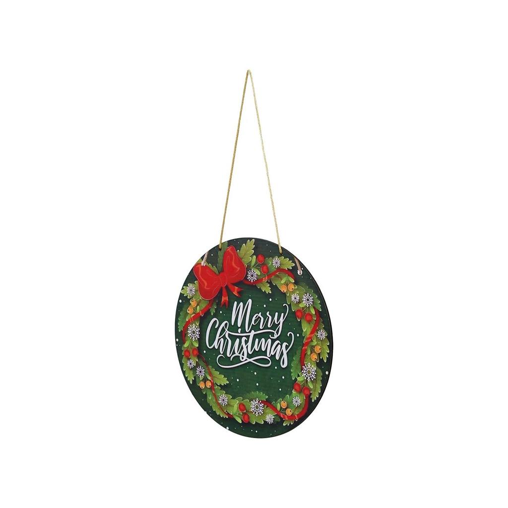 Wooden Merry Christmas Wreath Decorative Banner Door Wall Hanging | Christmas Tree Decoration Items Hanging Ornaments Props