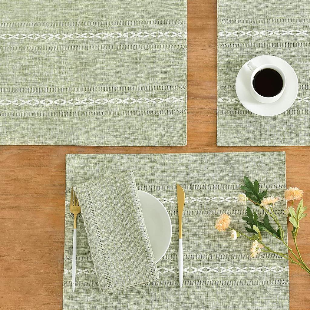 Placemat Kitchen Table Heat-Resistant Coffee Teacup Mat Natural Woven Table Flag Cotton Linen Western Mat