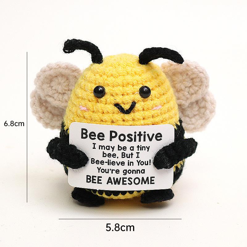 Positive Crochet Dog Doll With Affirmation Card Home Room Decoration Funny Handmade Plush Wool Doll Ornaments Christmas Gifts