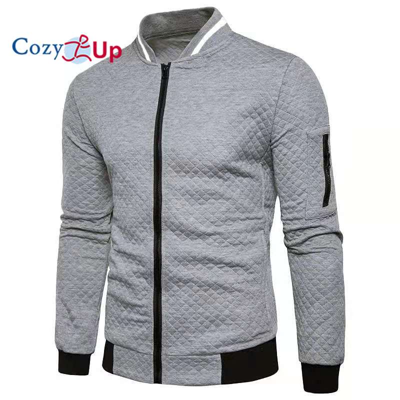 Cozy Up גברים של בדיקת יהלום צבע רוכסן סטנד צווארון קפוצ'ונים ז'קט סווטשירט