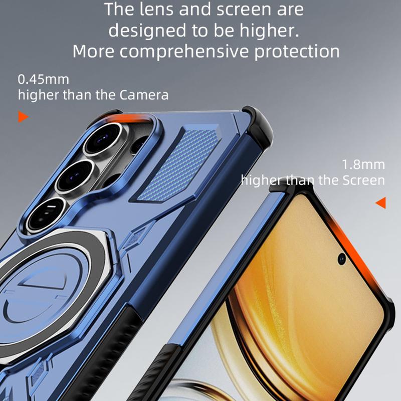 KEYSION Shockproof Magnetic Case for Samsung S26 Ultra 5G Upright Live Metal Ring Stand Phone Back Cover for Galaxy S26 S26+Plus