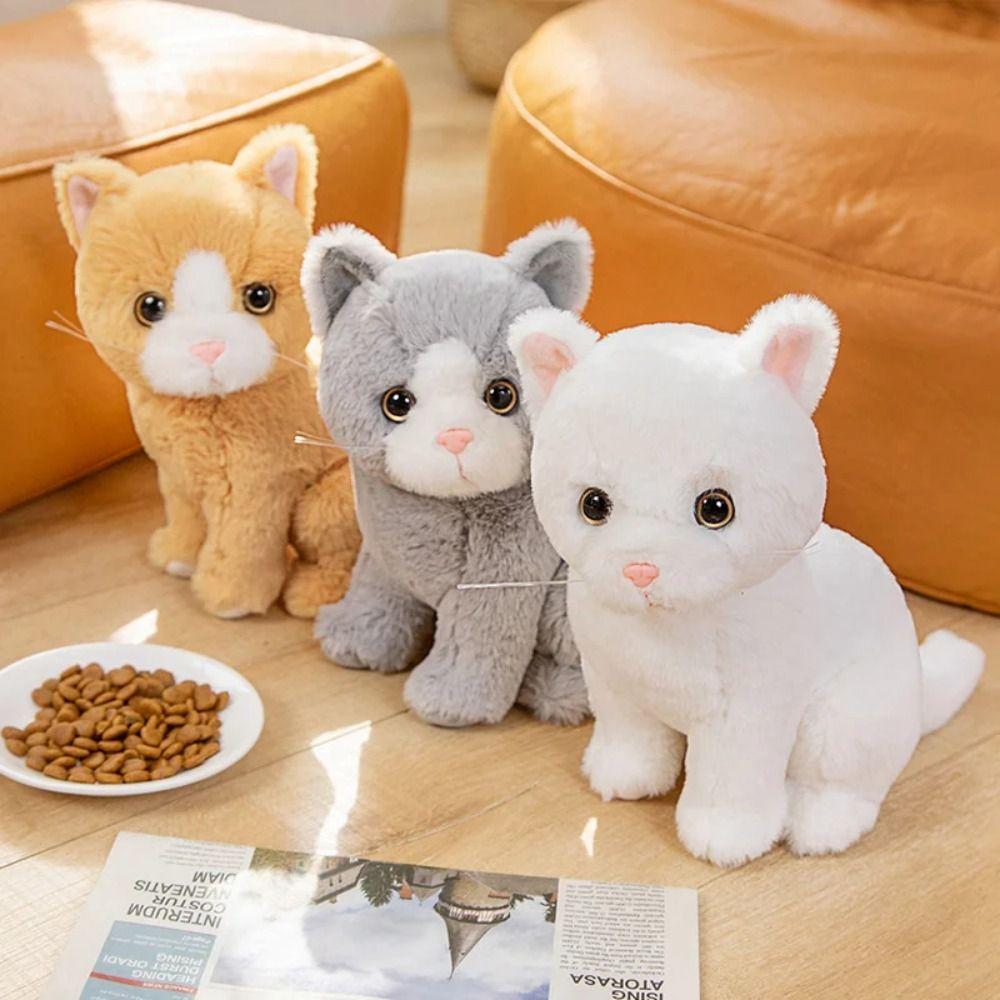 Simulation Cat Plush Toy Stuffed Animals Stuffed Cat Doll Pet Toy Kitten Animal Cats  Gift for Kids