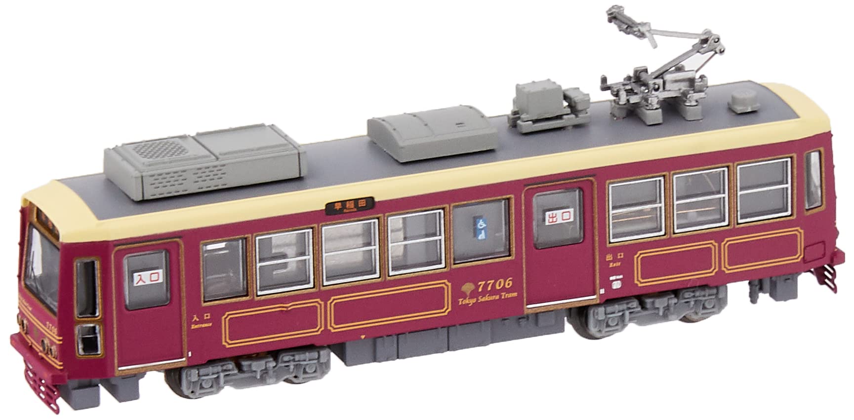 

MODEMO N Gauge Токийский трамвай серии 7700 7706 Темно-красный Моторный вагон NT168 Модель поезда