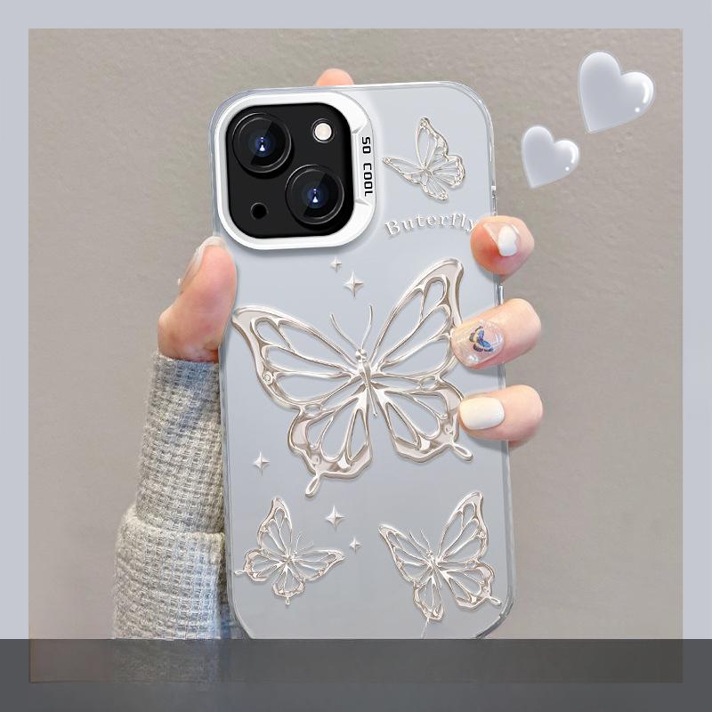 

Подходит для Apple 15 Чехол для мобильного телефона Iphone14 Line Butterfly Invisible Bracket 13pro Цвет серебристый матовый 12 больших отверстий X iPhone 6s Plus