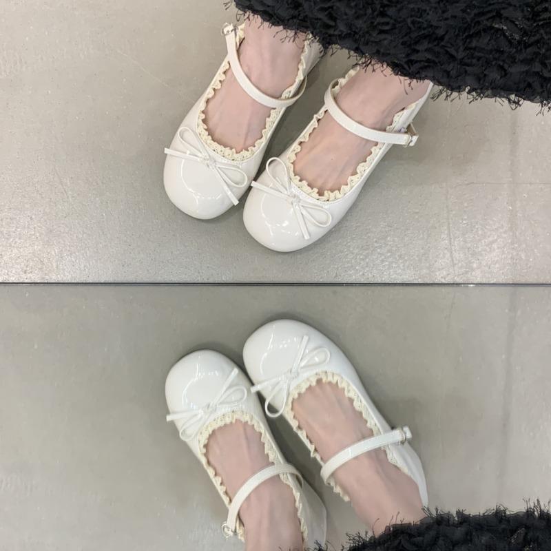 2025 New Spring Autumn Women Mary Jane Shoes Fashion Butterfly-knot Dress Shoes Ladies Concise Outdoor Thick Heel Leather Shoes