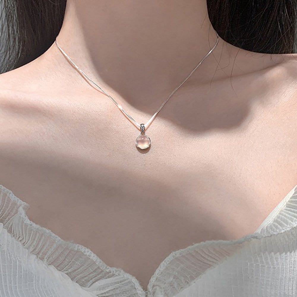 

N0332W 92.5 Silver White Jade Mini Pendant Women s Necklace, Wish Fulfillment, Good Luck, Wealth Pendant L