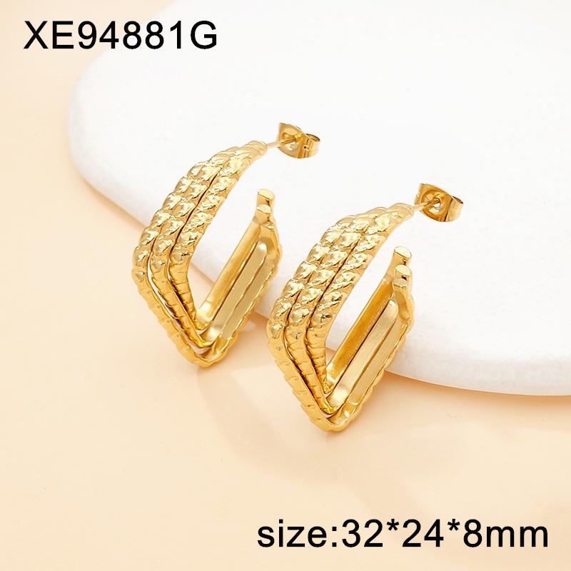 2025 Fashionable Titanium Steel Gold Cross-Border Geometric Earrings: Lightweight, Luxurious & Versatile for Women