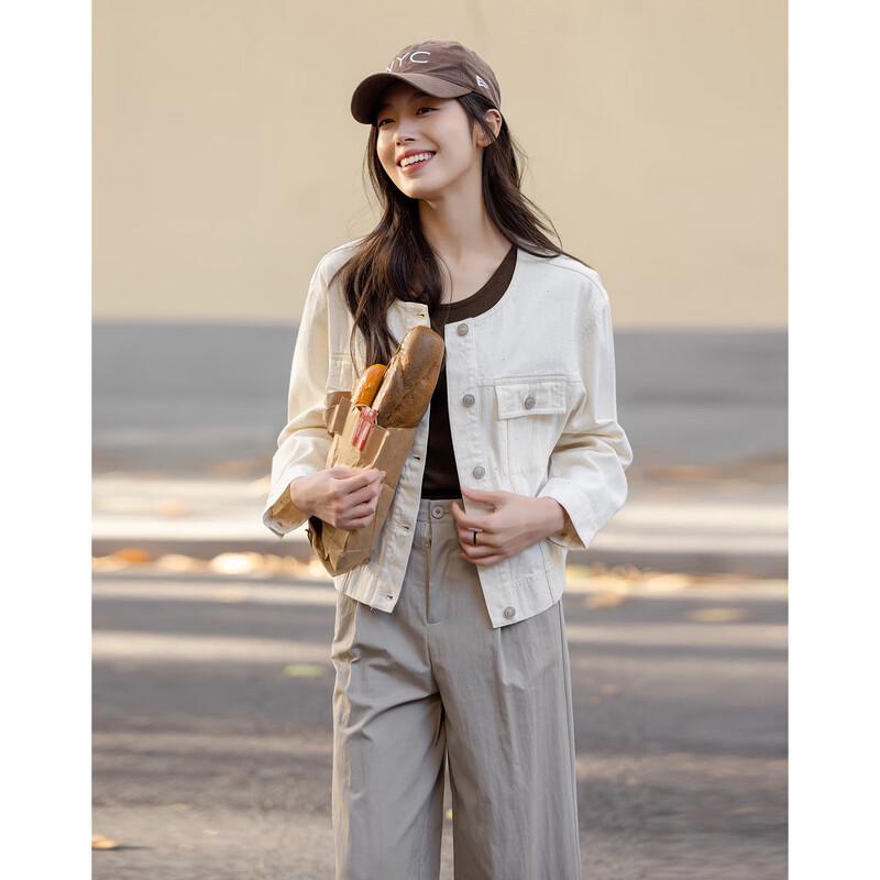 Demana Damen Frühlings Raw Edge Jeansjacke
