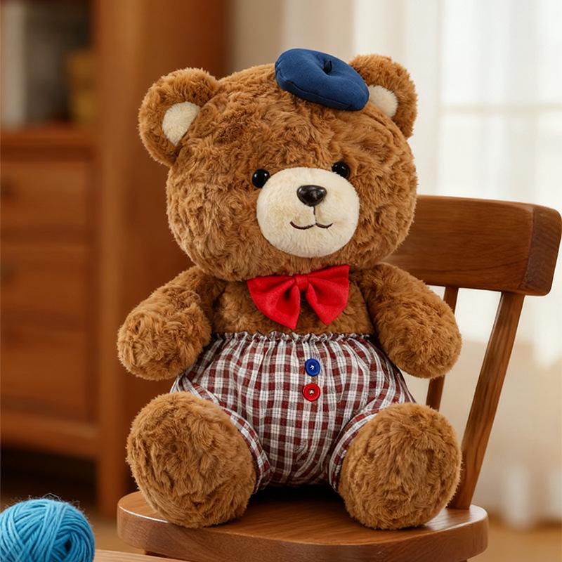 

Adorable Bow Tie Bear Plush Toy - Cozy Home Ornament & Kids Bedtime Companion 25 cm 0.15 kg