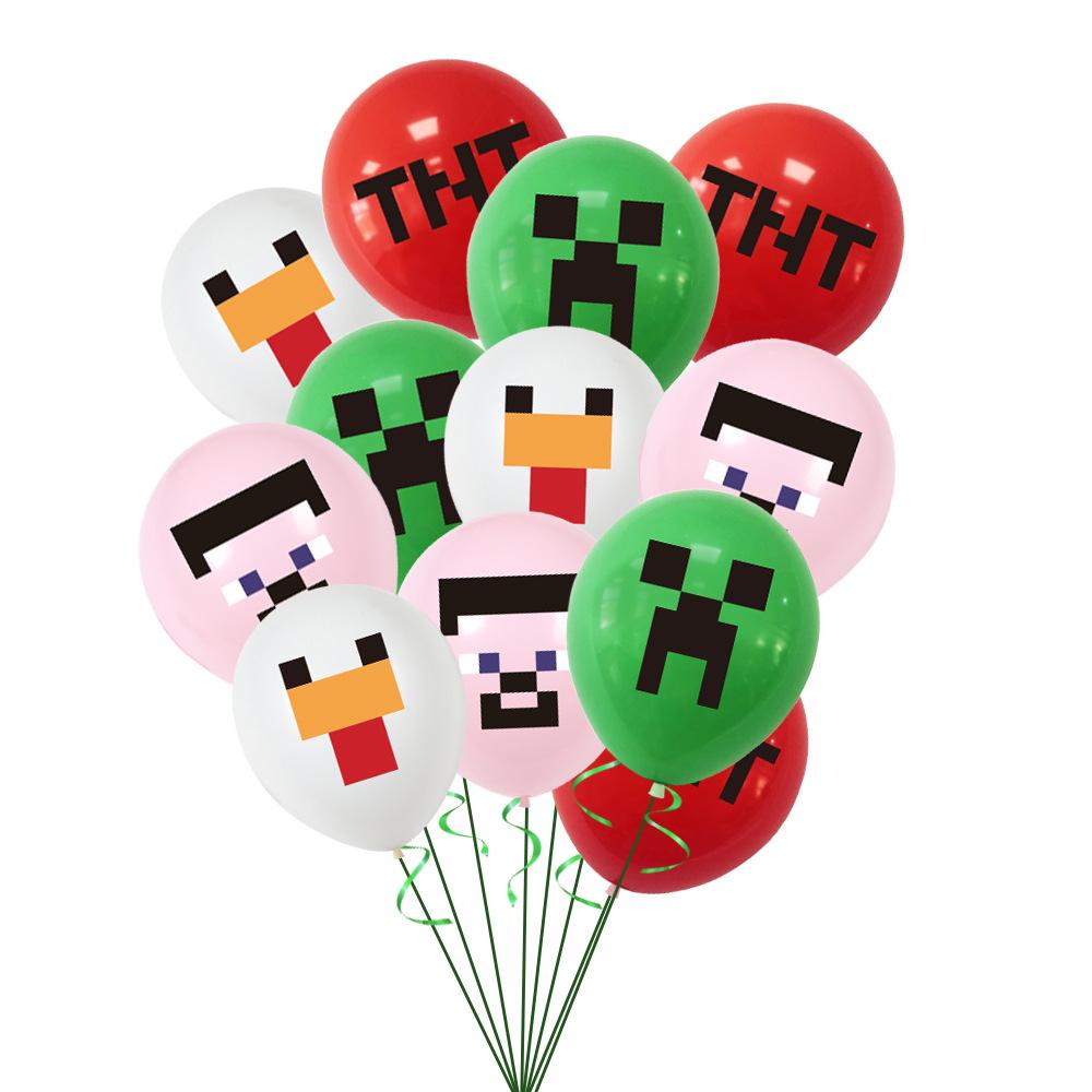 Pixel Game Latex Balloons - Minecraft Theme Birthday Decorations