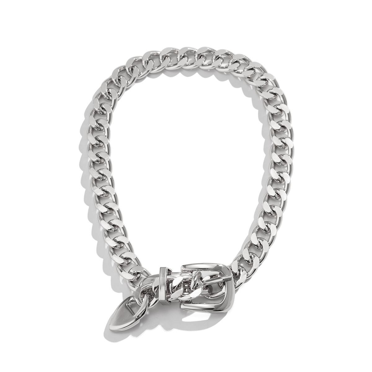 

Хип-хоп Минималистичный дизайн Пряжка для ремня Цепочка Колье Ретро Расслабленный Стиль Персонализированное Ожерелье