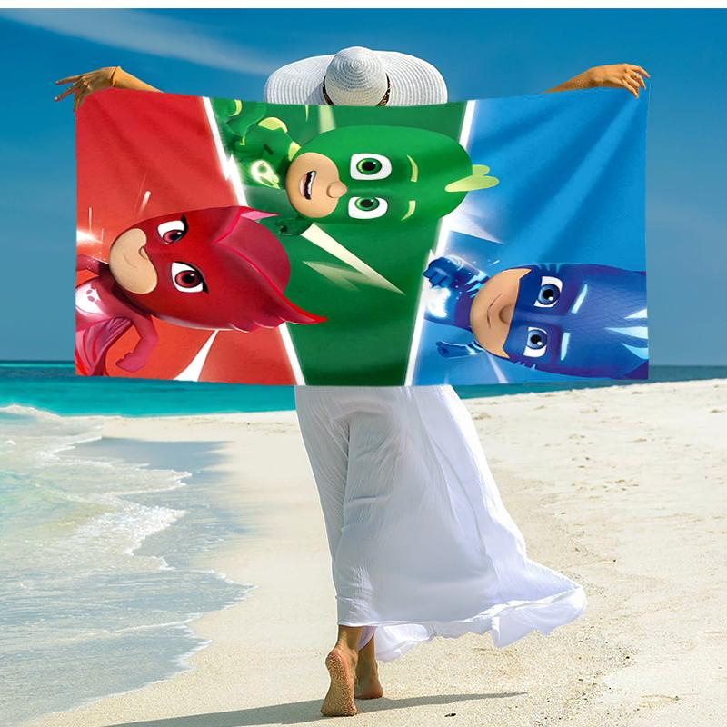 1pc PJ Marks2 Beach Towel, Comfortable and Thick, and Swimming/Bath/Picnic/Camping Towel, Suitable for Seaside Beaches