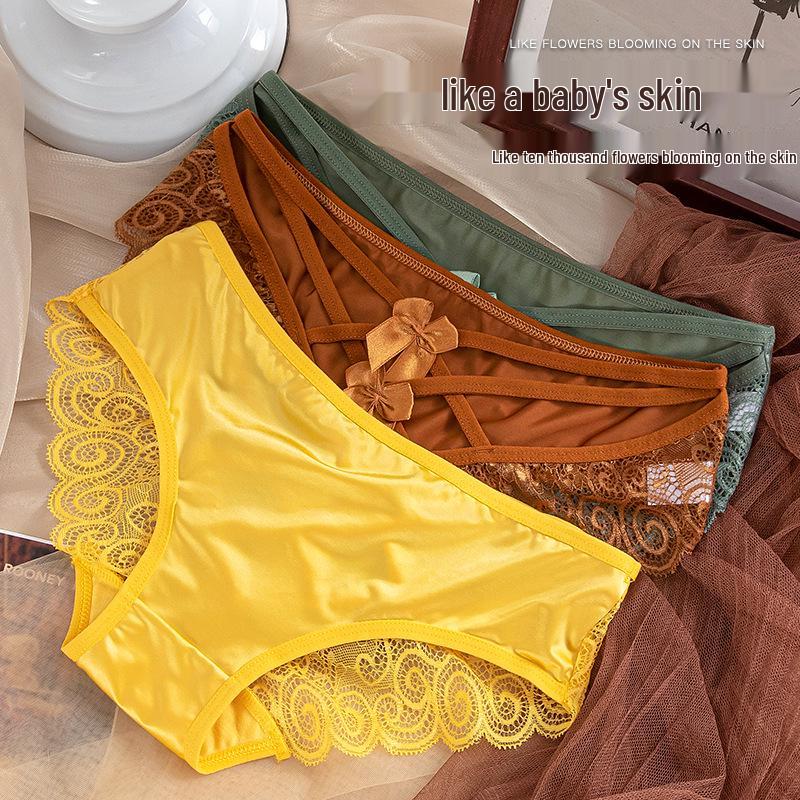 Lace Butterfly Low-Rise Panties - Breathable Ice Silk