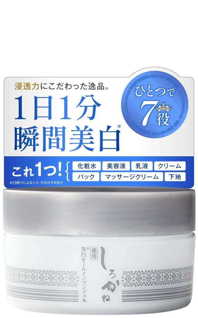 Shirokane Medicated Whitening Gel Moisturizing for Dry Fine Lines Rose Geranium Scent Women and Men Made In Japan 60g All-in-One (60g) Quasi-drug