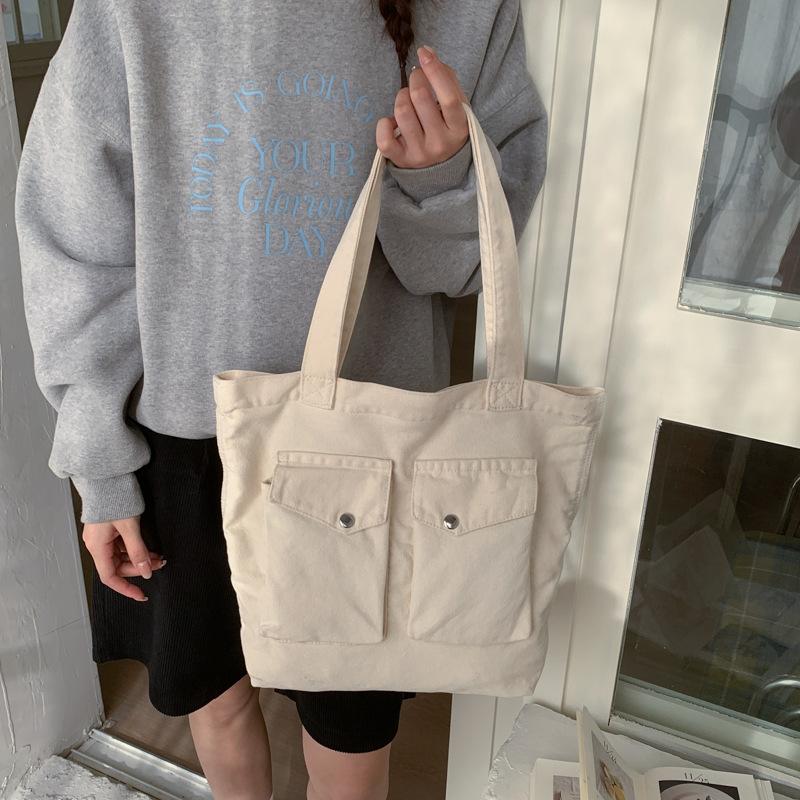 Large Capacity Multi Pocket Shoulder Bags Women Fashi Canvas Handle Bag Casual Comfortable and Versatile Texture Storage Bag