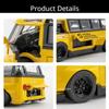 1/32 Scale VK Bus Transporter Model Car with Surfboards Convertible Camping Van, Zinc Alloy Pull Back Toy Car with Sound and Light for Kids Gift