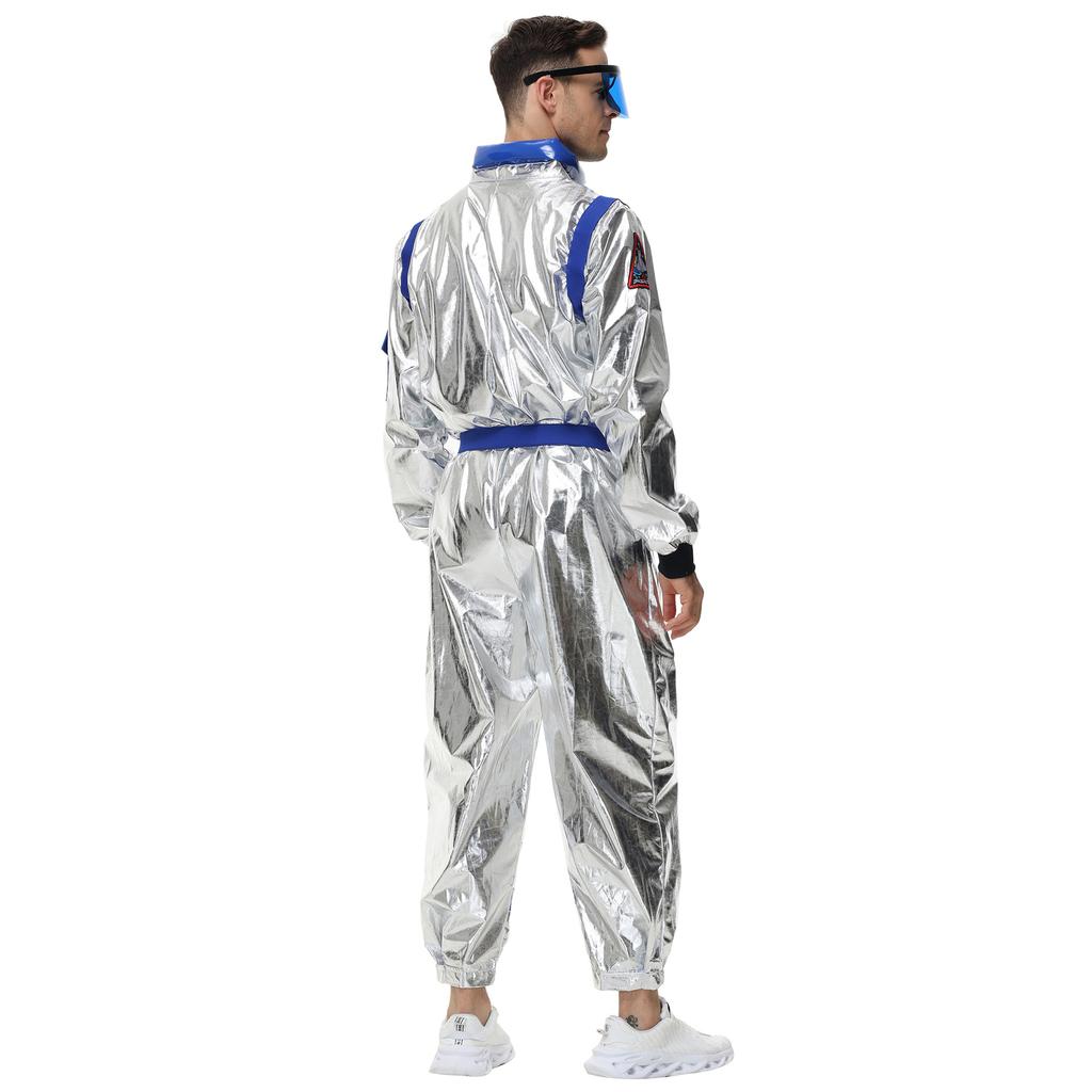 Coppia di Halloween M-XL che vaga per la terra con lo stesso costume spaziale, abbigliamento da palcoscenico da astronauta da uomo e da donna