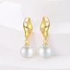 Pearl Sweet Gold-colored Earrings for Women Girls Trendy Fashion Jewelry High Quality Dainty Elegant Gift