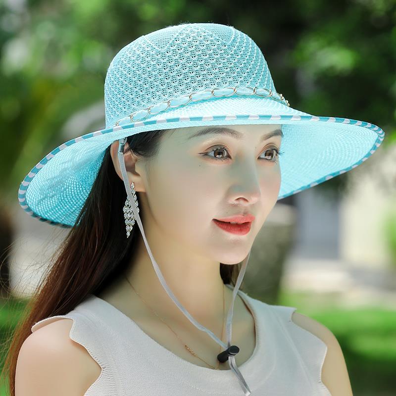 

Складная шляпа летняя женская с большими полями защита от солнца козырек от солнца для отпуска универсальный пляж большой край крутая шляпа ONE SIZE