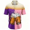 Herren Sommer Color Blocking Bierdruck Hemd Hawaiianischer Strandurlaub Kleidung Männliche Mode Street Style Hemd Tägliches Herren- und Damenhemd