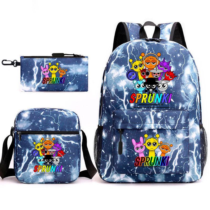 Rhythm Box Spiel Merchandise Schultasche Sprunki Cartoon Sternenhimmel Rucksack Umhängetasche Dreiteiliges Set