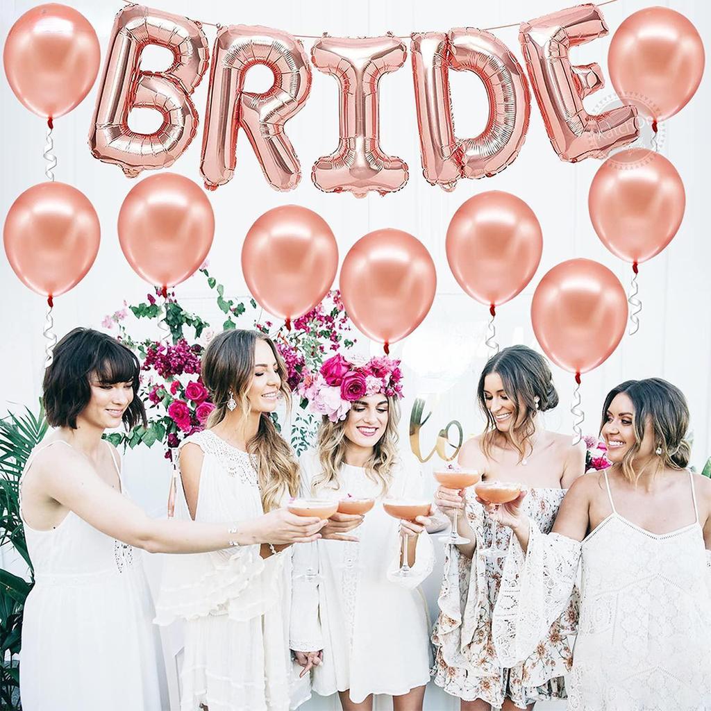 Bride Balloons Rose Gold Set Bride Balloons Bachelorette Party Decorations Rose Gold Bridal Shower Decorations, Bachelorette Balloon